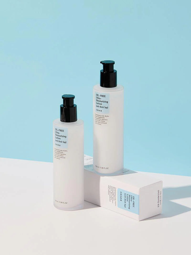 COSRX Oil Free Ultra Moisturizing Lotion – A lightweight, fast-absorbing moisturizer with 70% Birch Sap for hydration without the greasiness