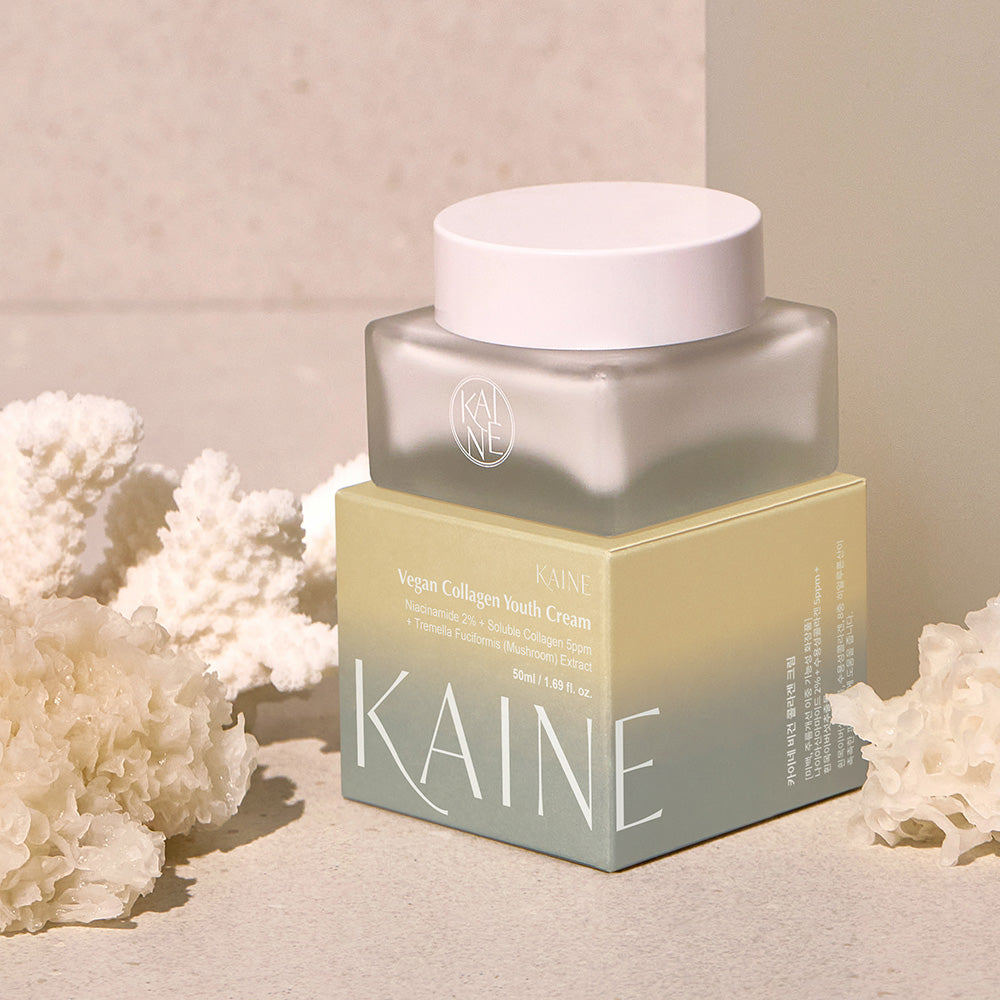 Kaine Vegan Collagen Youth Cream - sleek, compact 50ml jar ideal for maintaining youthful, glowing skin
