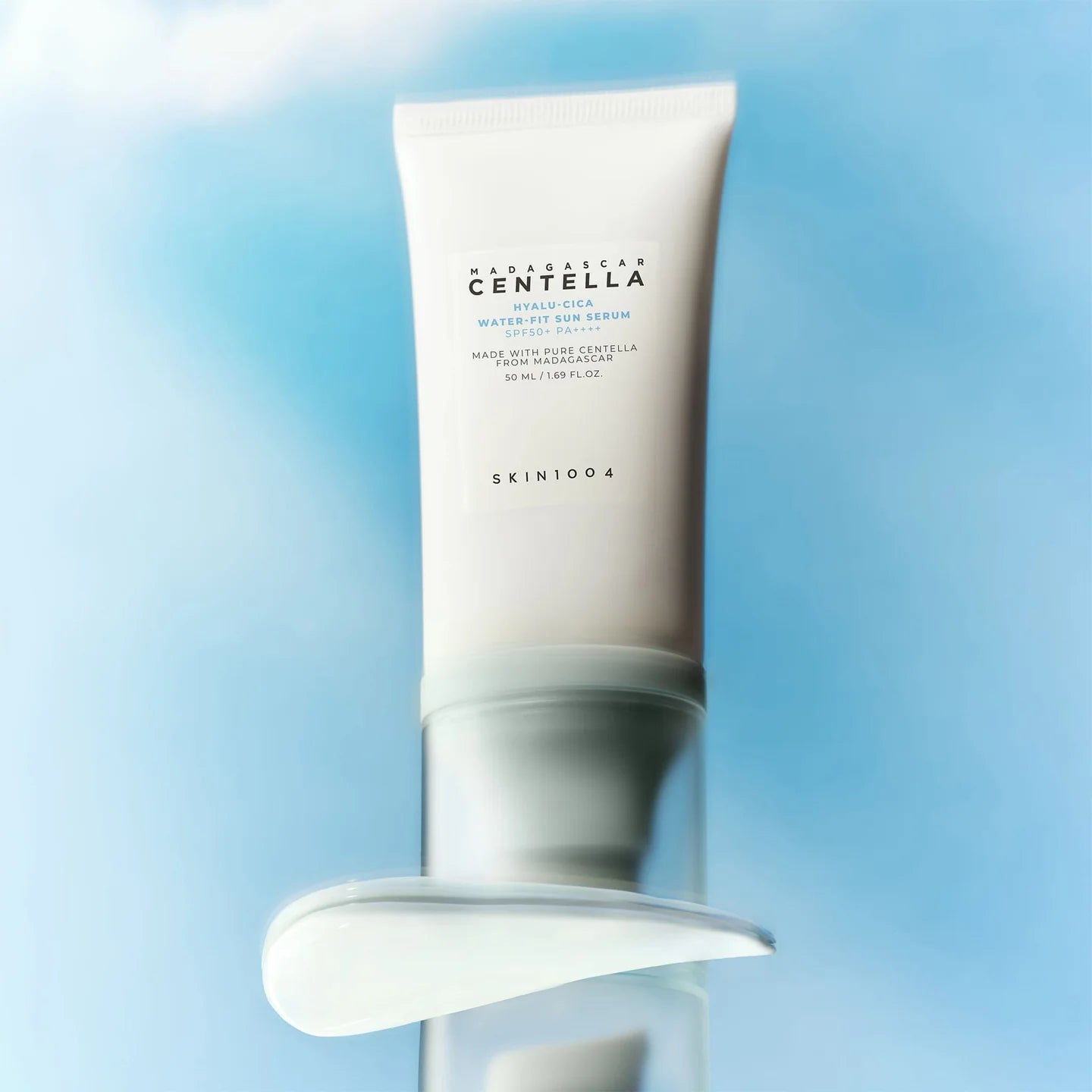 Skin1004 Hyalu-Cica Water-Fit Sun Serum – Lightweight sunscreen with SPF 50+ PA++++ for effective sun protection and a glowing finish.