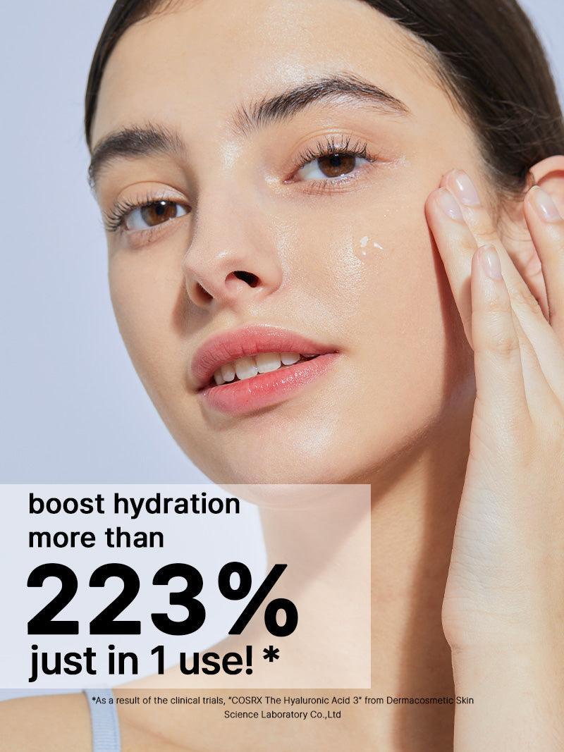 Hydrating COSRX Hyaluronic Acid 3 Serum – Lightweight, non-greasy formula with amino acids and ceramides, deeply moisturizes, smooths, and strengthens the skin barrier
