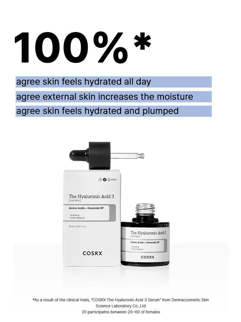 COSRX 3% Hyaluronic Acid Serum – Hydrating serum for dry, flaky skin, boosts moisture retention, improves texture, and works perfectly under makeup
