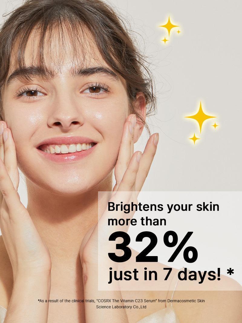 Cosrx The Vitamin C 23 Serum on a vanity – brightening, anti-aging serum that boosts skin elasticity and promotes a smooth, radiant complexion