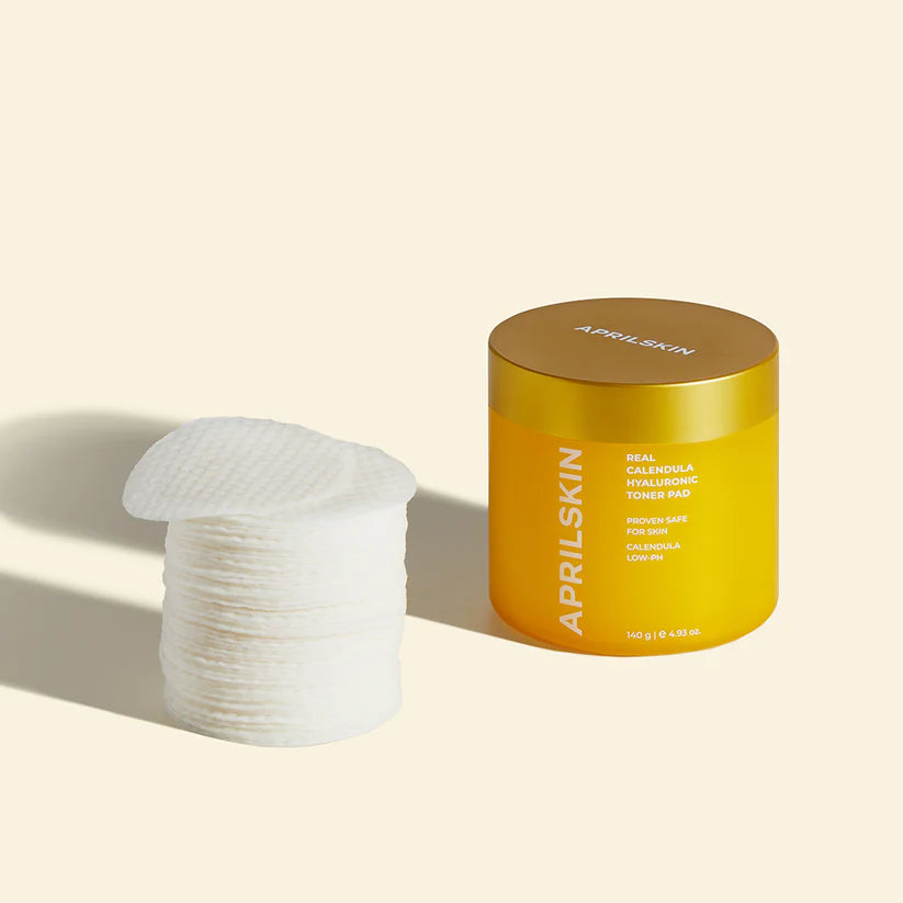 Aprilskin Real Calendula Toner Pads hydrate, exfoliate, and calm sensitive skin, leaving it smooth and bright