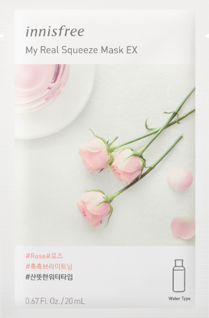 Innisfree Energy Mask – Eco-friendly sheet mask with plant-based ingredients like Kombucha, Aloe, Green Tea, and Pomegranate for hydration and skin glow rose
