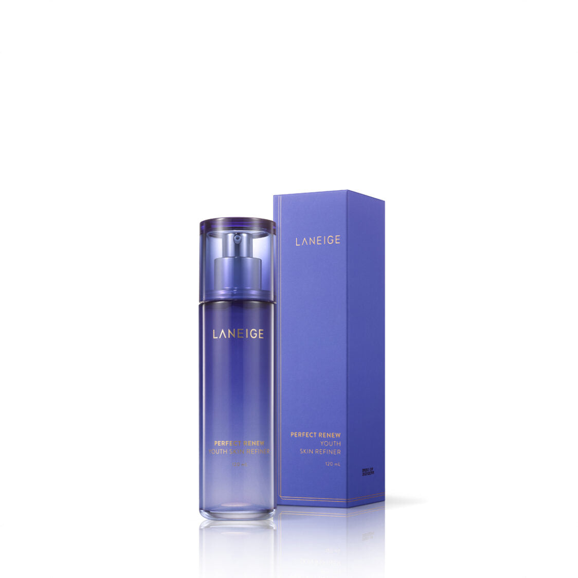 Close-up of Laneige Perfect Renew Youth Skin Refiner bottle and its smooth, hydrating texture – Perfect for revitalizing dry, sensitive skin.