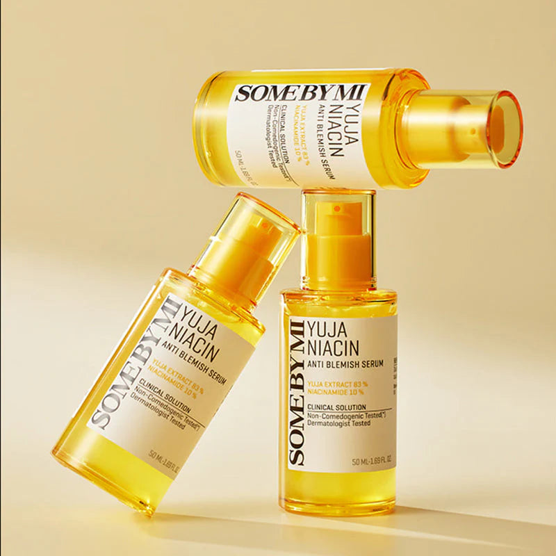 Some By Mi Yuja Niacin Blemish Care Serum – Brightening serum with 82% Yuja (citron) extract, designed to reduce dark spots, even skin tone, and leave the skin with a healthy, glowing finish.