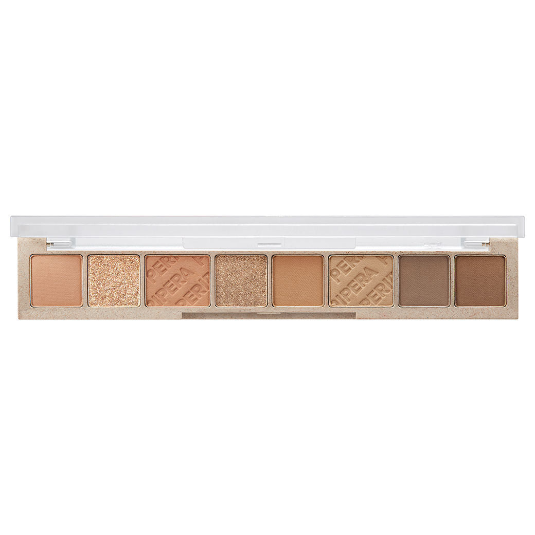 A compact Single File Eye Shadow Palette featuring 8 versatile shades in matte, pearl glitter, and shimmer finishes, perfect for creating a range of eye looks.