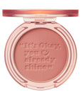 Peripera Pure Blushed Sunshine Cheek blush compact featuring three shades: Milktea Coral, Afternoon Red, and Dusky Rose. The blush provides a natural, sun-kissed glow with a smooth, soft finish for a radiant, fresh complexion.