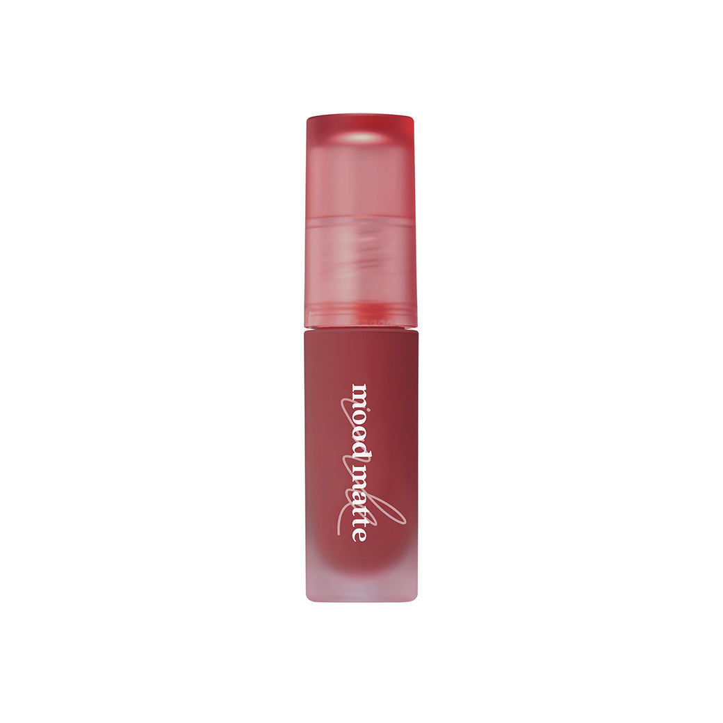 Peripera Ink Mood Matte Tint offering a smooth, matte finish with a soft, blurred effect, ideal for a comfortable and long-lasting lip look. Available in 5 shades: Peach Puree, Ballet Pink, Oatmeal Rose, Soft Cedarwood, Ginger Red.
