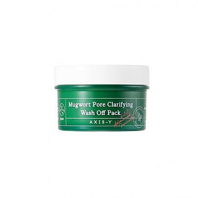 AXIS-Y Mugwort Pore Clarifying Wash Off Pack: A soothing, pore-clearing clay mask formulated with mugwort, adzuki beans, and lotus to target oily skin, clogged pores, and irritation caused by mask use