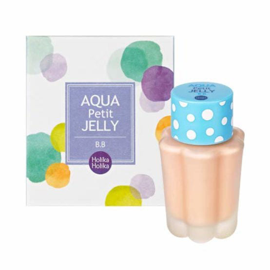 Holika Holika Aqua Petit Jelly BB Aqua Beige with 80% mint water, providing hydration, long-lasting coverage, and sebum control for a flawless complexion