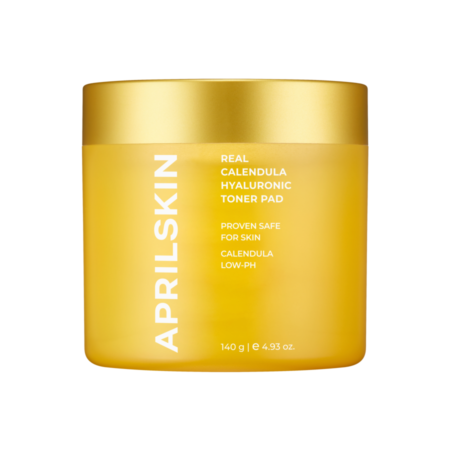 Aprilskin Real Calendula Hyaluronic Toner Pads with 79% calendula water for soothing and gentle exfoliation