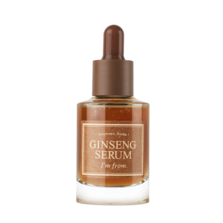 I'm From Ginseng Serum, a hydrating anti-aging serum with 7.98% red ginseng extract to boost skin circulation, improve elasticity, and reduce wrinkles