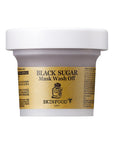Skinfood Black Sugar Mask Wash Off – 120g exfoliating mask made with organic black sugar granules, Macadamia Seed Oil, and Shea Butter to hydrate, exfoliate, and smooth the skin.