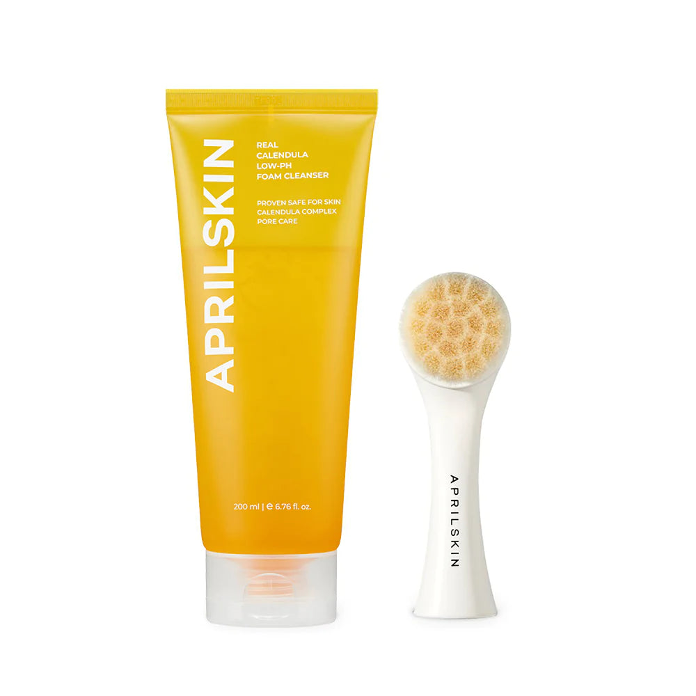Aprilskin Calendula Foam Cleanser creates a soft, foamy lather that cleanses and hydrates without drying