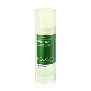 Neogen Dermalogy Real Fresh Cleansing Stick Green Tea (50 g) showing the convenient stick packaging with natural green tea leaves and a sleek, portable design.