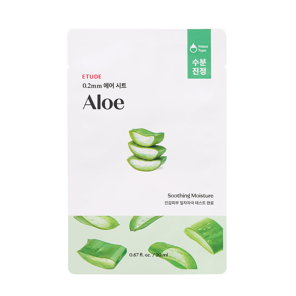 Etude House 0.2mm Therapy Air Sheet Mask – available in aloe, tea tree, green tea, and more for various skin benefits