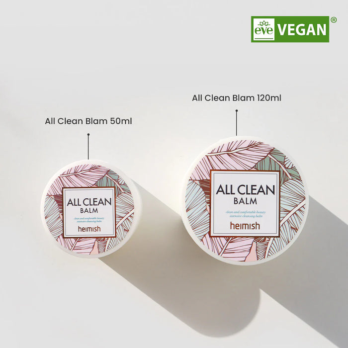 Heimish All Clean Balm melting into oil, gently removing makeup, dirt, and impurities for a quick, one-step cleanse