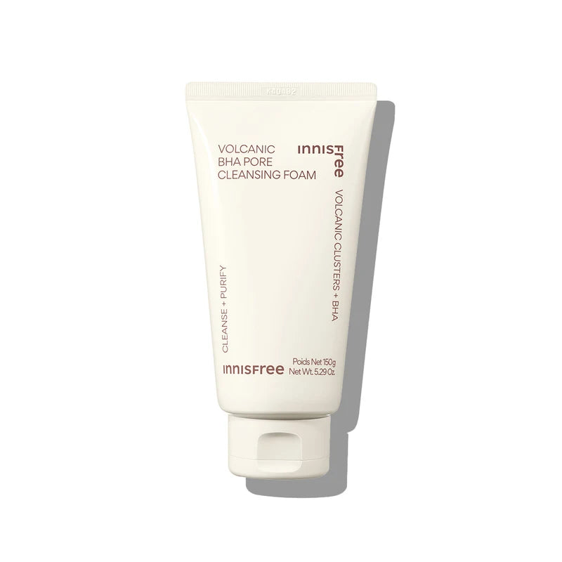 Innisfree Volcanic Pore BHA Cleansing Foam – 150ml daily foam cleanser with Jeju Volcanic Cluster to deep clean pores, remove excess oil, and control sebum