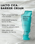 Unpa Lacto Cica Barrier Cream – Close-up showing the thick, balm-like texture of the cream being applied to skin, demonstrating how it absorbs quickly while providing hydration and barrier protection.
