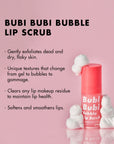 Unpa Bubi Bubi Bubble Lip Scrub – Close-up of the sleek 10ml packaging, highlighting its easy-to-use pump that dispenses just the right amount of scrub for soft, smooth lips.
