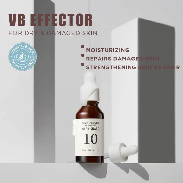 Close-up of Skin Power 10 Formula VB Effector Serum's lightweight, oil-free texture for a refreshing and non-greasy finish