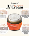 TIA'M My Signature A+ Cream – Before and after images showing how the cream brightens and evens out skin tone, helping to fade acne scars and leaving the skin more hydrated and glowing.
