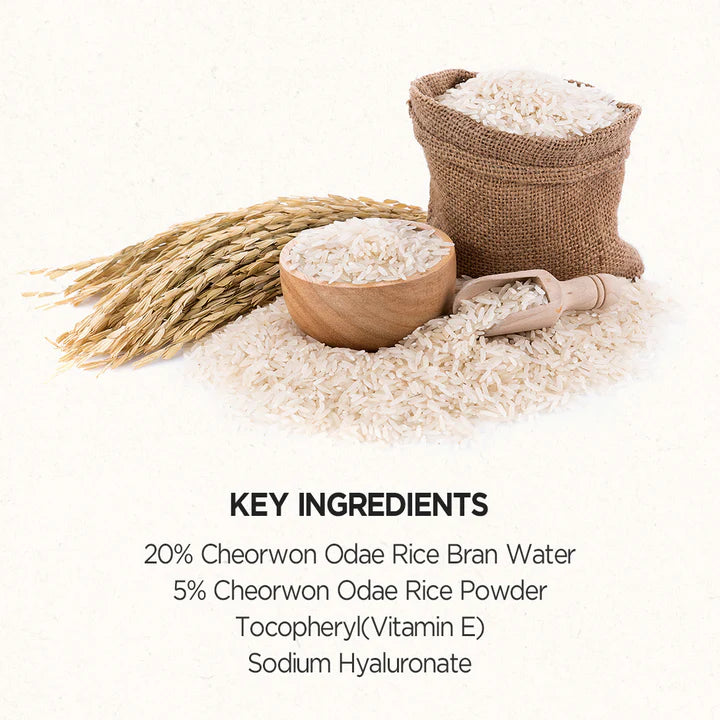 Skinfood Rice Mask Wash Off – Key ingredients: Rice Bran Water, Glycerin, and Vitamin E to nourish, hydrate, and brighten the skin.
