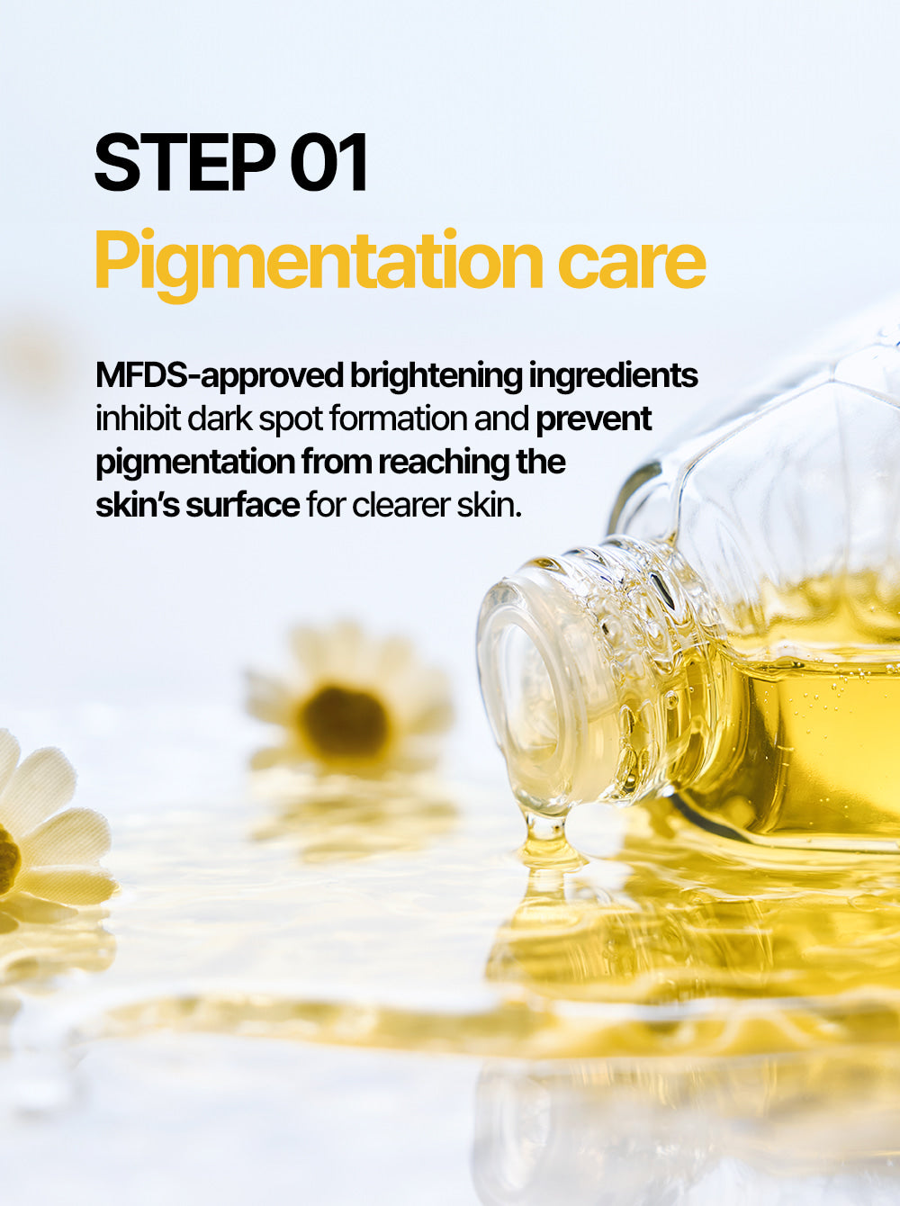Applying the Step 1 ampoule from the MIGUHARA 2 Step Whitening Mask Pack – The ampoule is massaged into the skin to deliver concentrated brightening ingredients like niacinamide and peptides.
