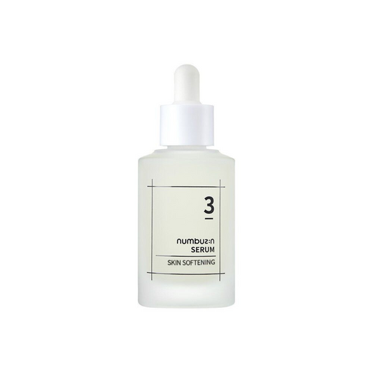 Numbuzin Serum 3 Skin Softening Serum (50 ml) featuring the sleek, modern bottle design with a focus on brightening, hydration, and smooth skin benefits.
