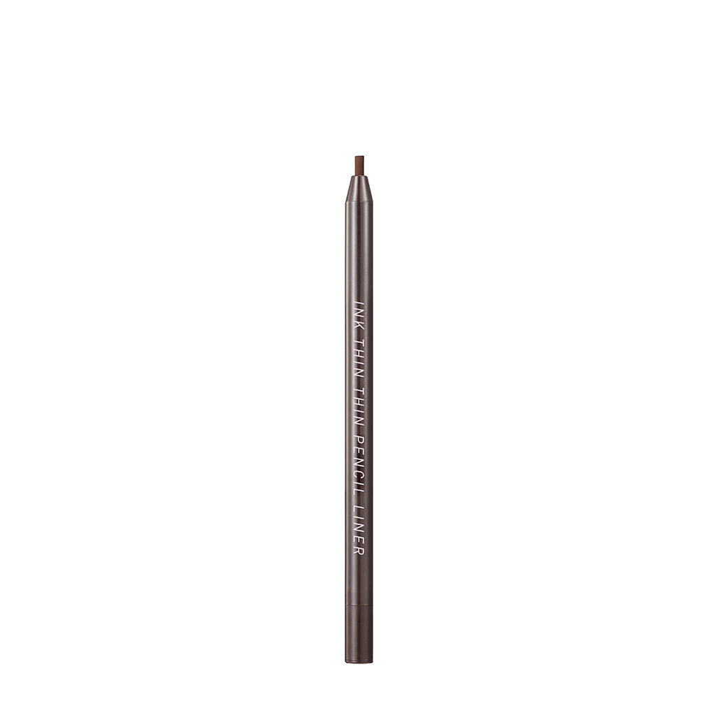 Peripera Ink Thin Thin Pencil Liner with a precise 2mm tip for creating wide-eyed looks. Available in two shades: Cacao Brown and Black Noir, offering smooth, long-lasting, and smudge-proof application for the perfect eyeliner every time.
